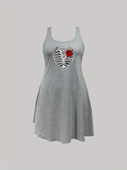  Halloween Skeleton Print Tank Sleep Dress