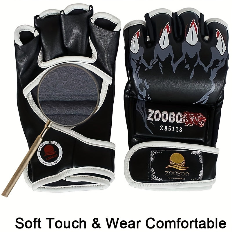 Boxing Half Finger Gloves Taekwondo Karate Protective Gear One Size