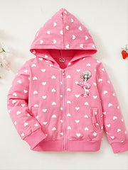 Baby Girls' Heart Printed Hooded Sweatshirt Top