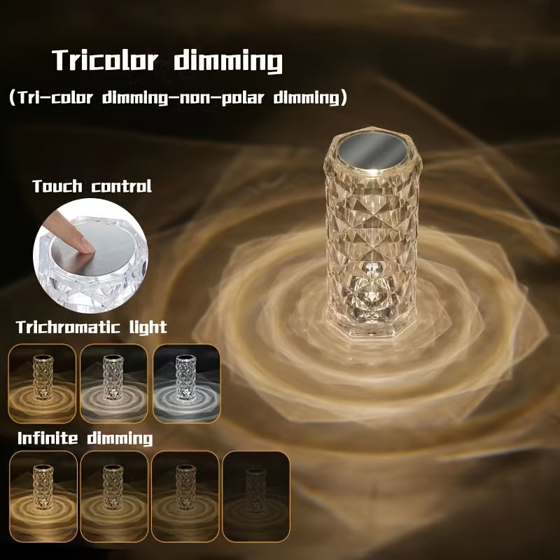 Remote Control Touch Crystal Table Lamp RGB Bedroom Balcony USB Charging Lamp