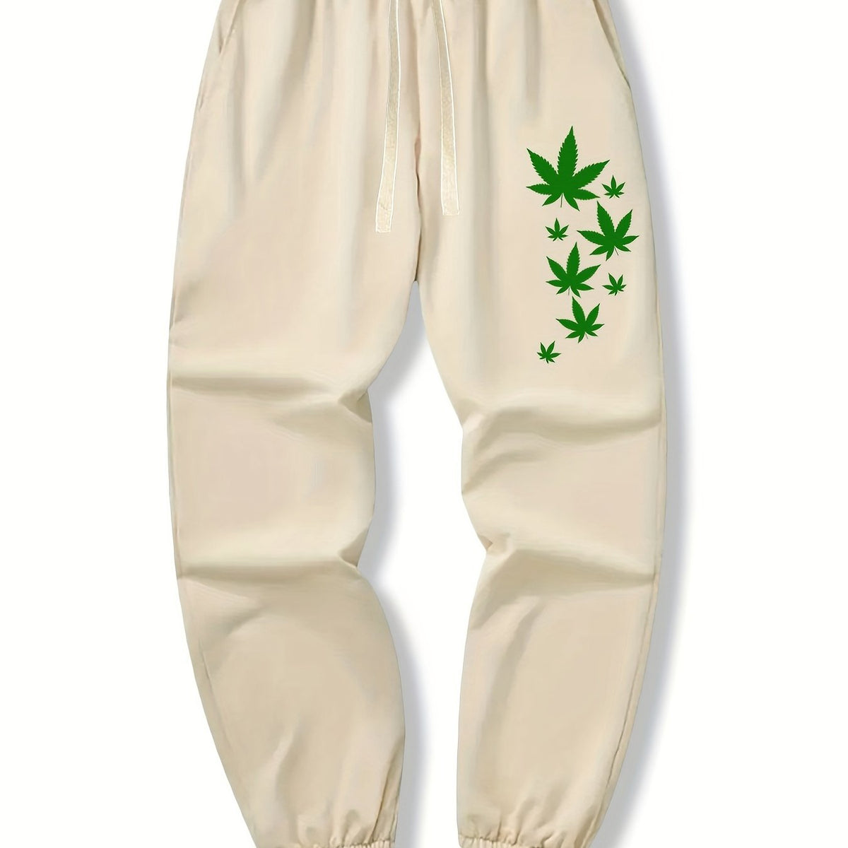 Leaf Print Drawstring Sweatpants Loose Fit Pants Men Casual Joggers