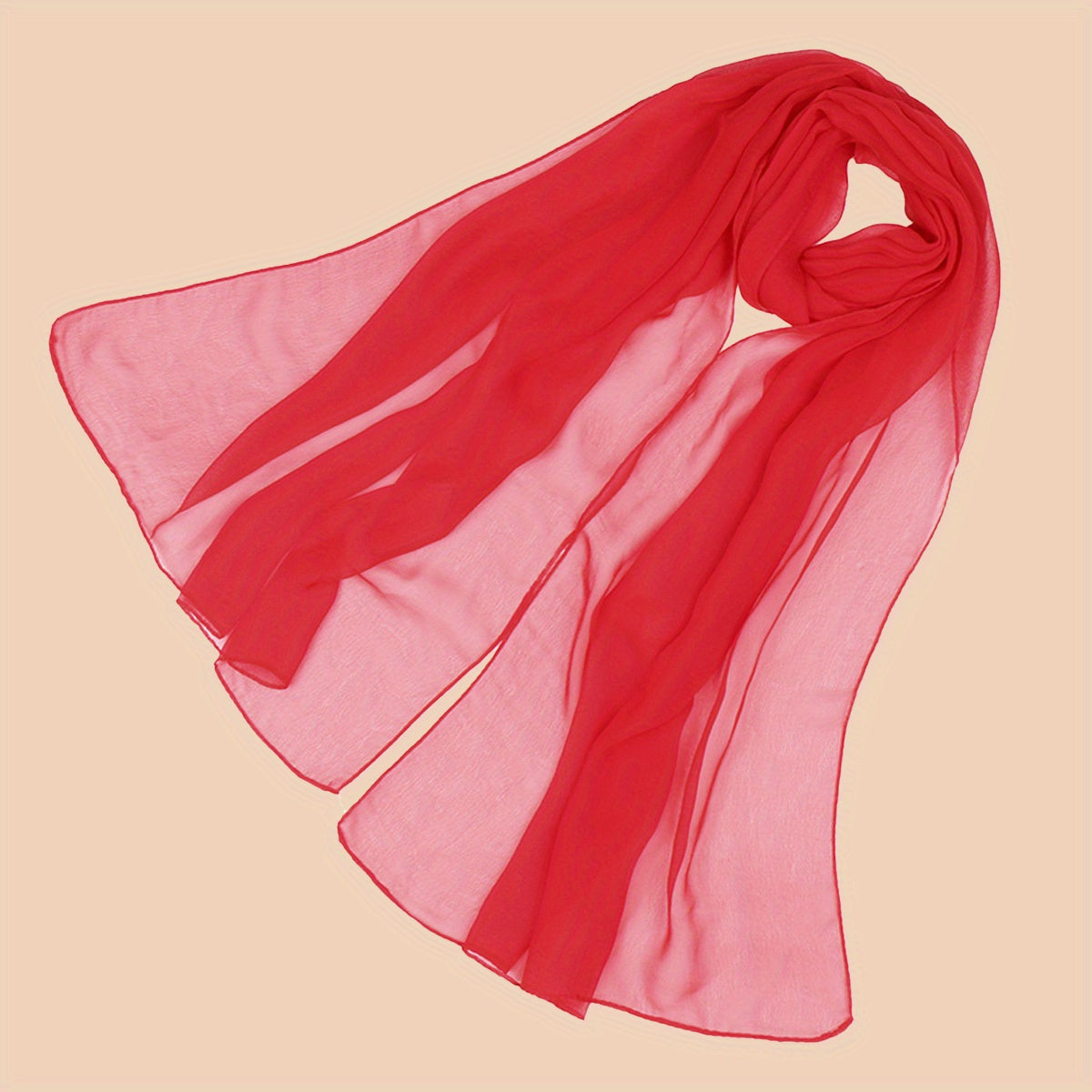 Chiffon Scarf Solid Sheer Shawl Lightweight Breathable Wrap