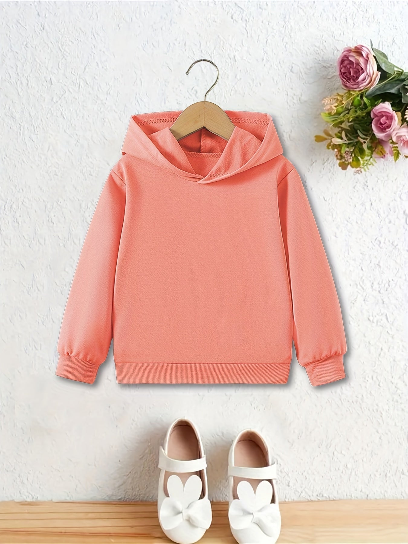 Kids Solid Hooded Sweatshirt, Comfortable & Versatile