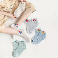 5pairs Car Breathable Soft Socks for Kids Teen