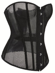 Mesh Strapless Corset Bustier Body Shaper Lace Up Lingerie