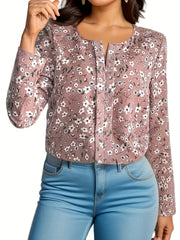 Floral Print Long Sleeve Blouse