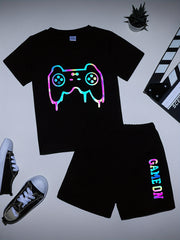 Boys Reflective Game Console Outfit Short Sleeves T shirt & Shorts