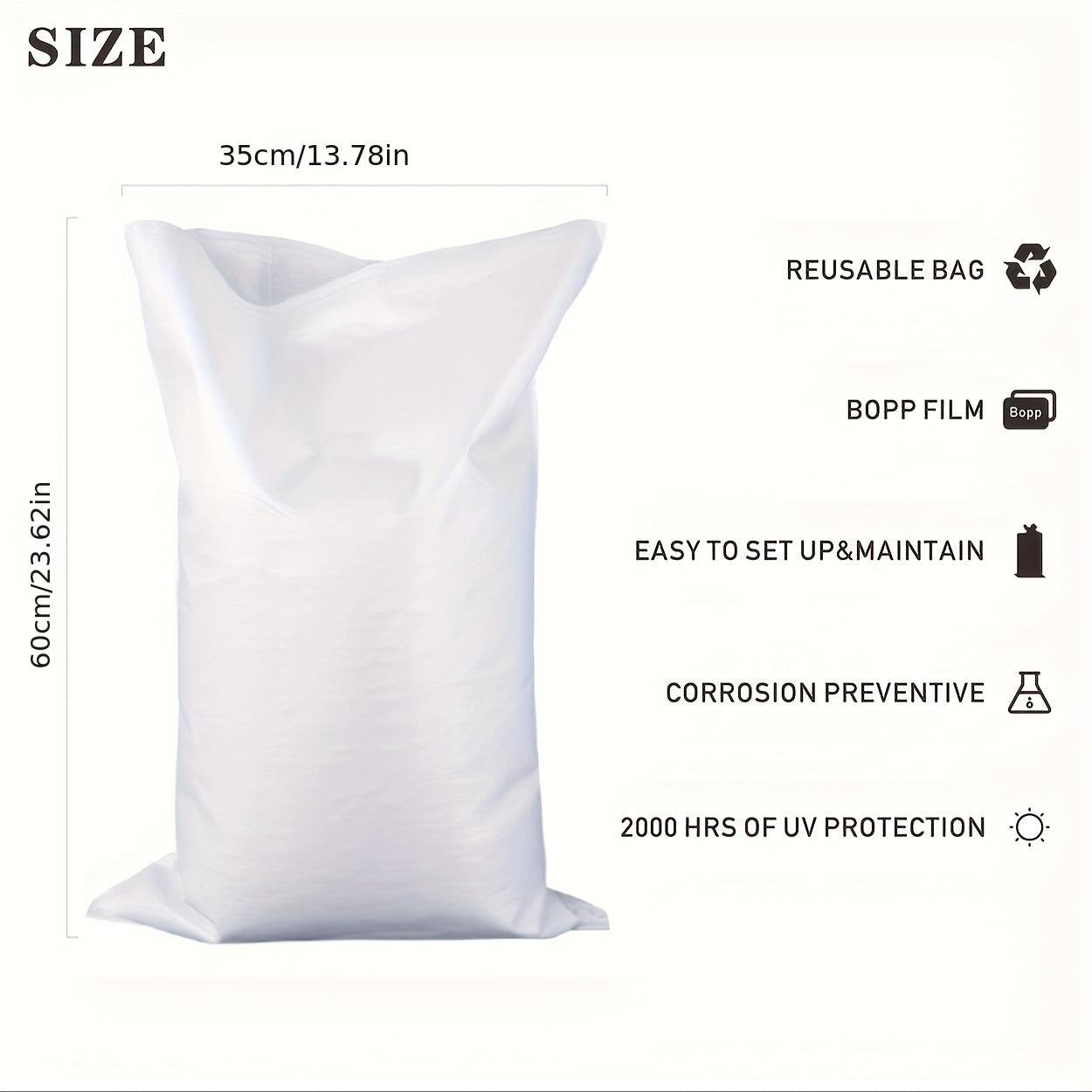 10pcs Empty Woven Polypropylene Sandbags UV Protection