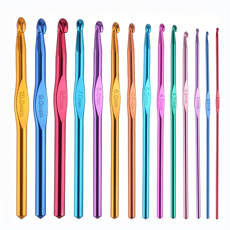 14pcs Aluminum Crochet Hooks Knitting Needles Kit for Knitter