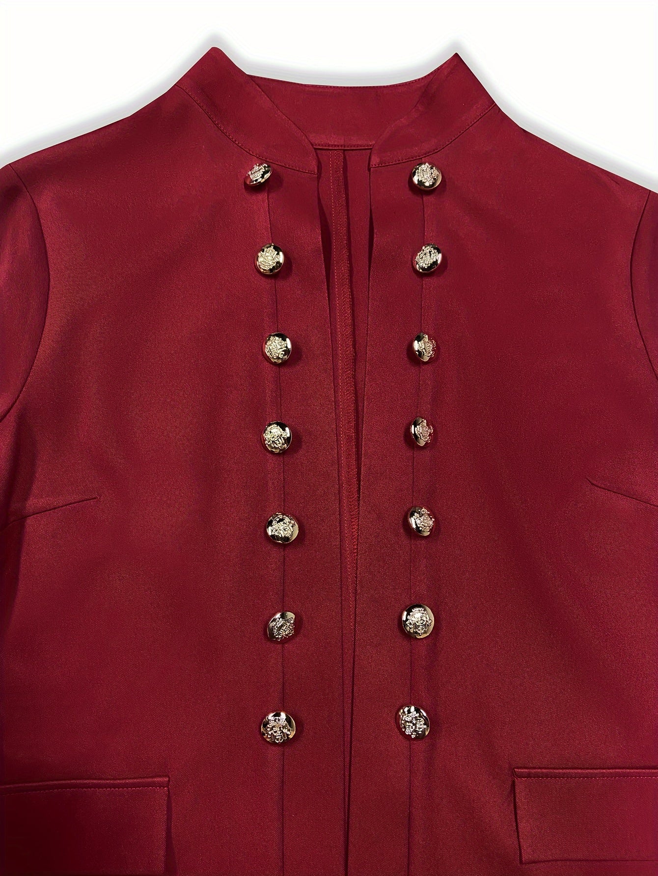  Casual Blazer Solid Button Long Sleeve Stand Collar
