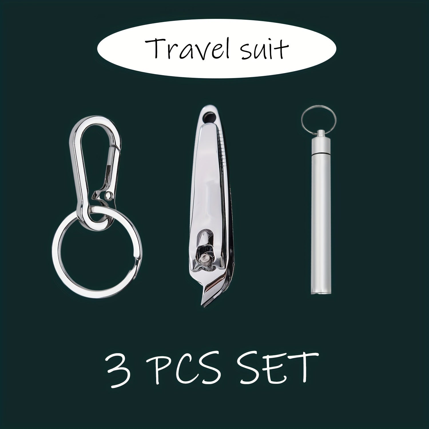 3pcs Nail Clippers Ear Spoon Keychain Set for Outdoor Travel