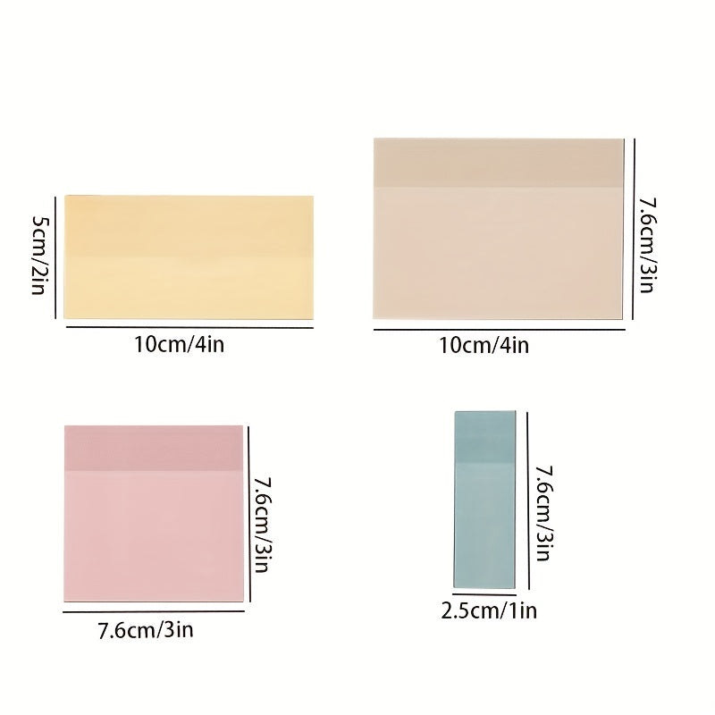 500 Sheets Waterproof Clear Memo Pads - 6 Sizes, 10 Colors