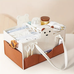 Cute Animal Felt Diaper Storage Bag for Diapers and Wipes