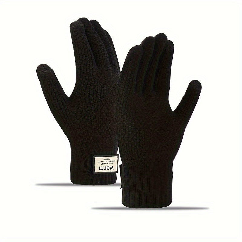Men's Thick Windproof Knitted Gloves for Winter Outdoor Activities
