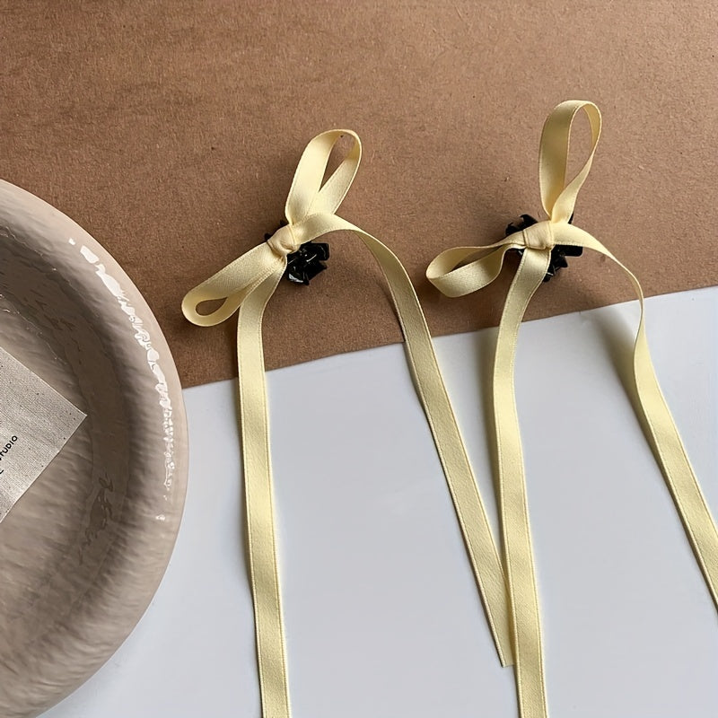 Y2K Girls Ribbon Bow Hair Claw Mini Shark Claw