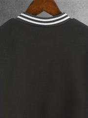 Boys Letter Graphic Varsity Jacket Long Sleeve Baseball Collar
