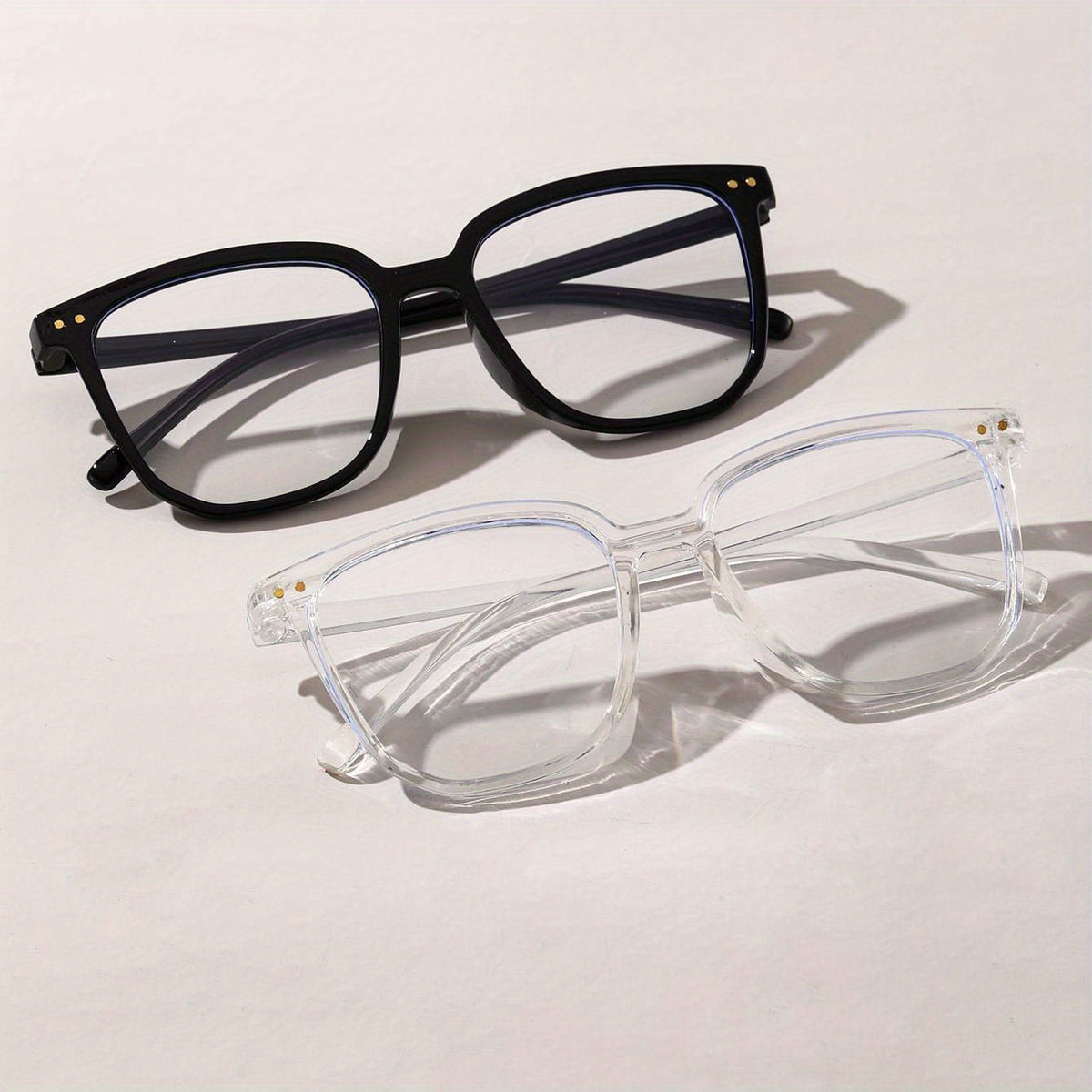 2pcs Clear Lens Cat Eye Glasses Rivet Decor