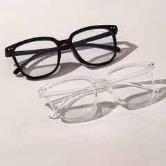 2pcs Clear Lens Cat Eye Glasses Rivet Decor