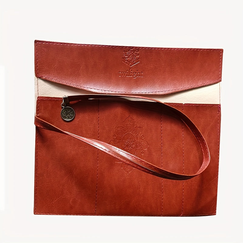 Vintage Faux Leather Pencil Case, Large Capacity