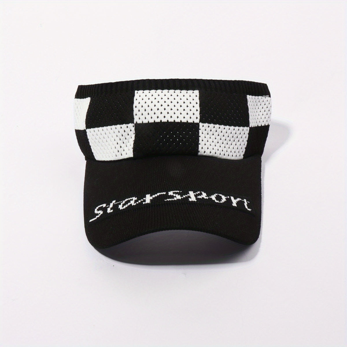 Ponytail Visor Hat UV Protection Plaid Knitted Sun Hat Lightweight