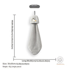 Panda Pattern Hanging Towel Coral Fleece Absorbent Soft Towel