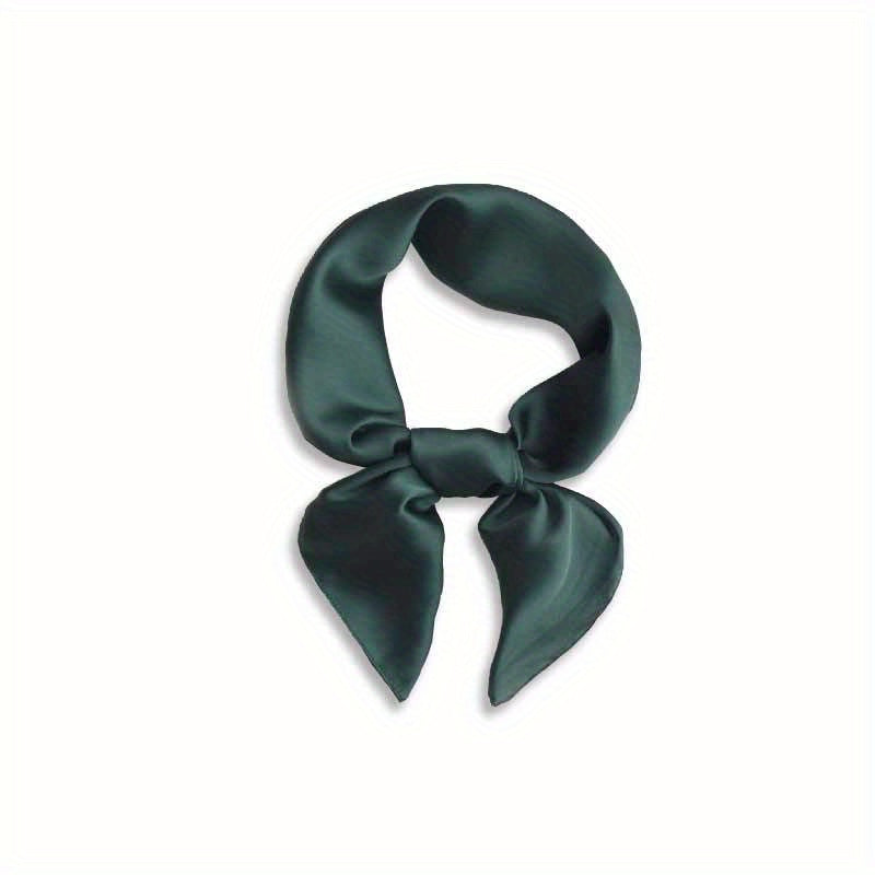 Plain Silk Bandana Solid Square Scarf Neckerchief Casual Head Wrap Hair Accessor