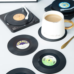 7pcs Vinyl Record Coaster Set with Holder
