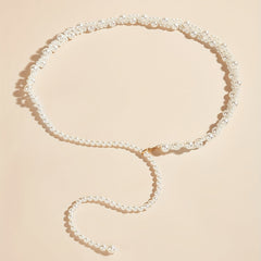 Vintage Faux Pearl Elastic Belt Women Dress Girdle