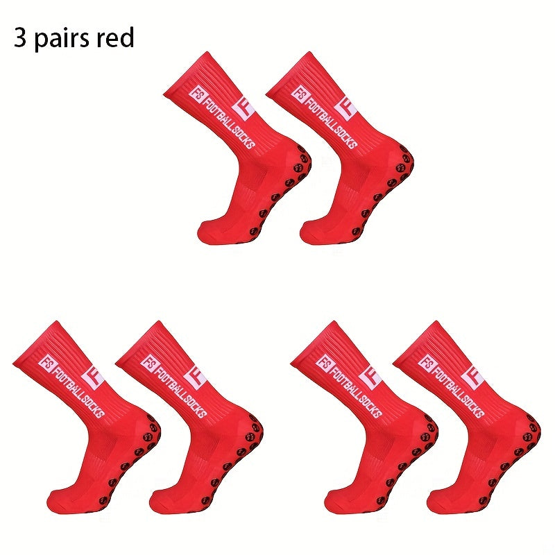 3 Pairs Non slip Silicone Athletic Socks For Football Moisture Wicking