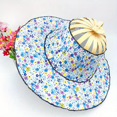 Vintage Floral Bamboo Fan Sun Hat