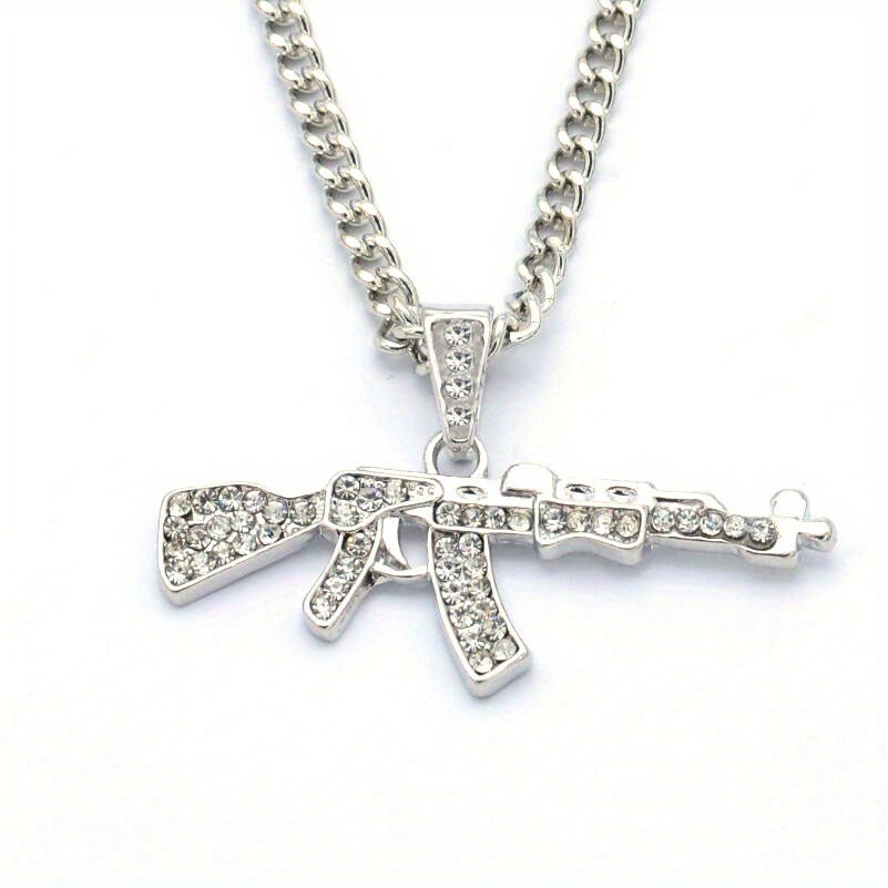 Alloy Punk Hip Hop Necklace Submachine Gun Pendant Necklace