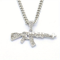 Alloy Punk Hip Hop Necklace Submachine Gun Pendant Necklace