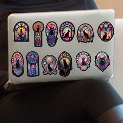 50pcs Gothic Cat Stickers Vampire Witch Arch Designs for Laptop Water Bottle Ska