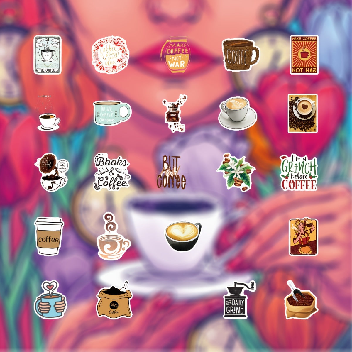 Coffee Vinyl Waterproof Stickers Laptop Water Bottles Car Decals