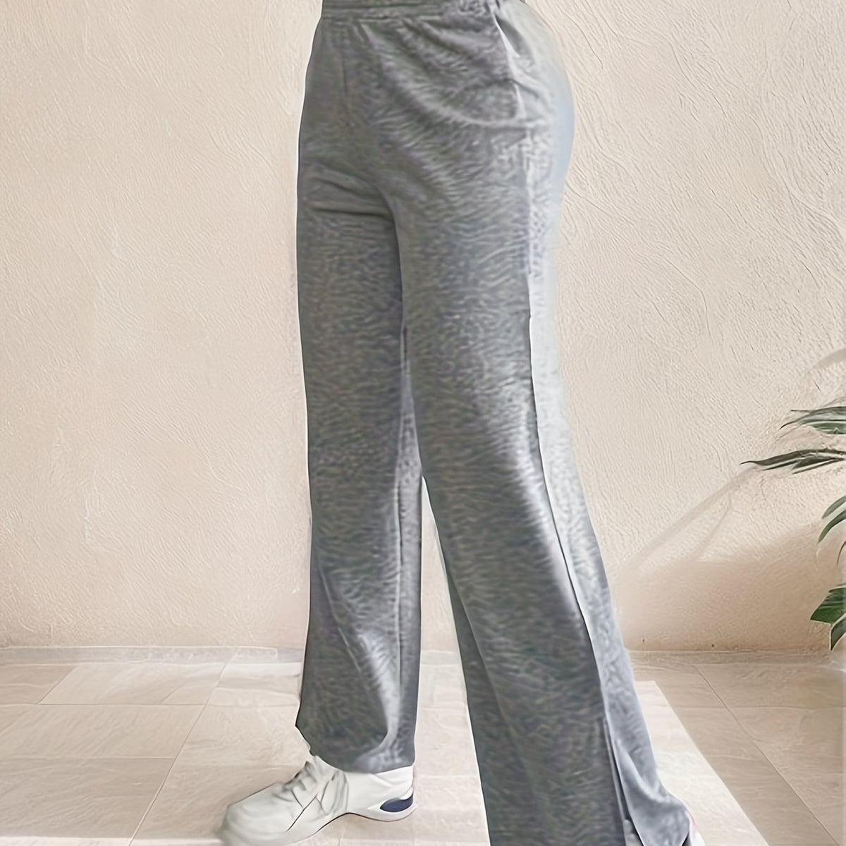  Sporty Pants Women's Plus Solid High Waist Loose Trousers