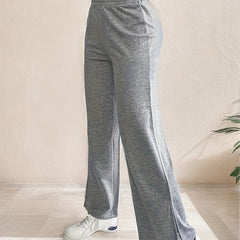  Sporty Pants Women's Plus Solid High Waist Loose Trousers