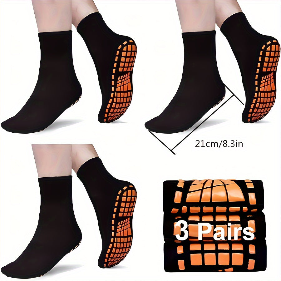 3 Pairs Men's Non-Slip Yoga Pilates Socks Grippy Floor Socks