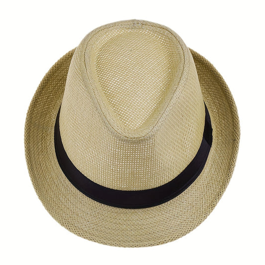 Men's Straw Hat Jazz Hat Summer Sunshade Straw Hat Outdoor Sun Hat