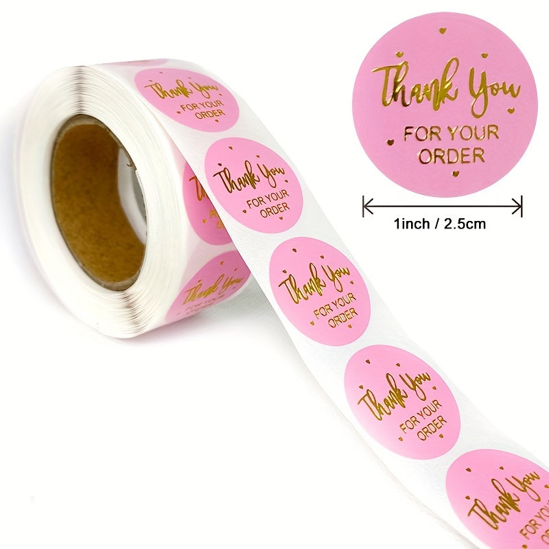 500 Bronzing Pink Thank You Stickers - Wedding Envelope Decor