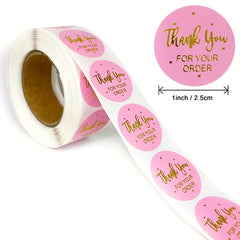 500 Bronzing Pink Thank You Stickers - Wedding Envelope Decor