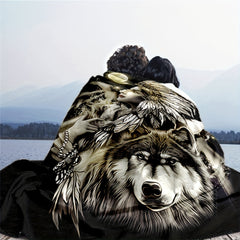 Indian Wolf Pattern Blanket Quilt Cover Travel Bedding Outlet Throw Blanket