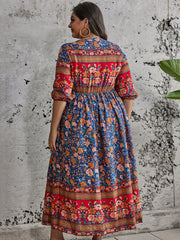  Ethnic Style Floral Print Maxi Dress
