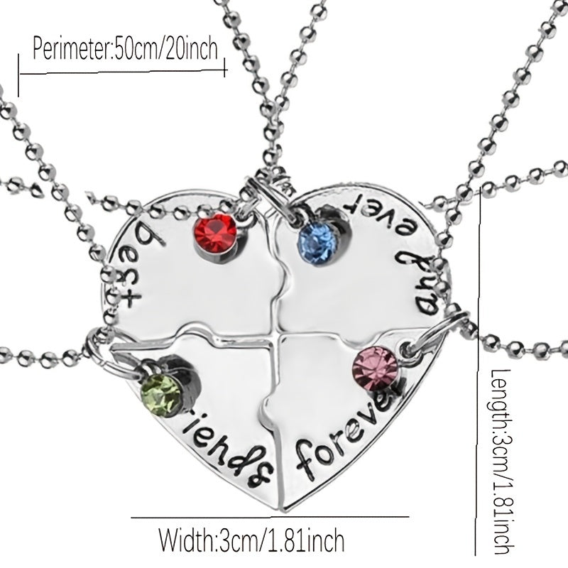 4pcs Necklace Women Jewelry BFF Friendship Pendant Neck Chain Necklace