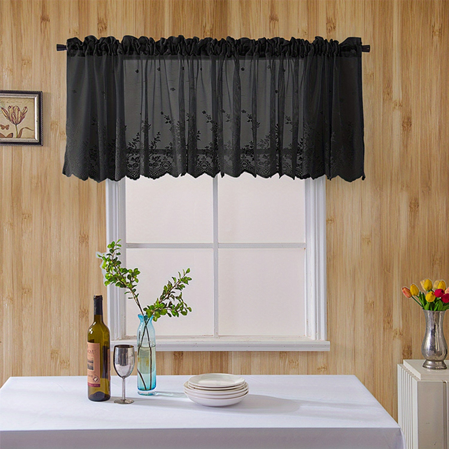 Pastoral Floral Curtain for Kitchen Bedroom Balcony Cafe Living Room