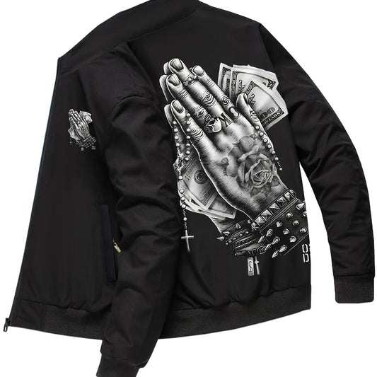 Men's Vintage Zip Up Jacket With Print
