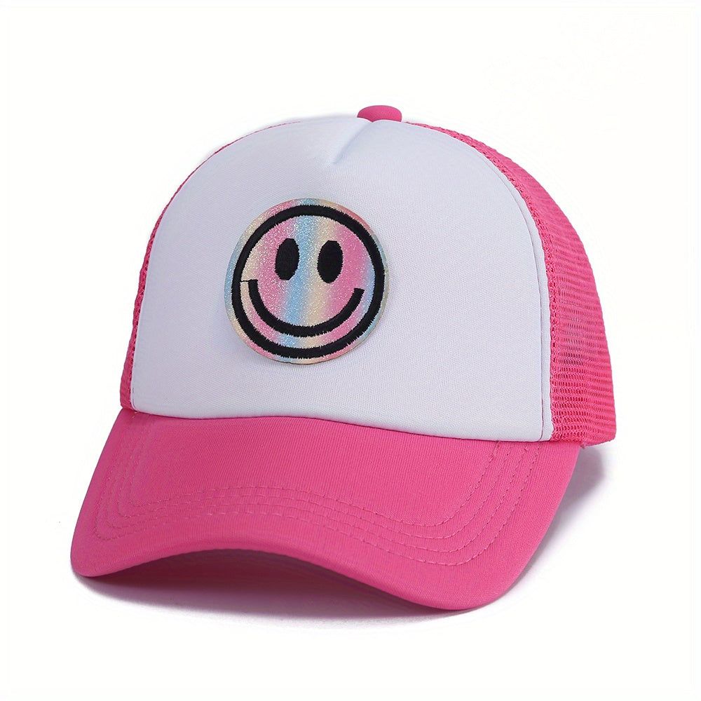 Men's Laser Happy Face Labeling Sponge Adjustable Baseball Cap