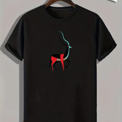 Abstract Deer Print Men's Comfy T-shirt for Outdoor Summer