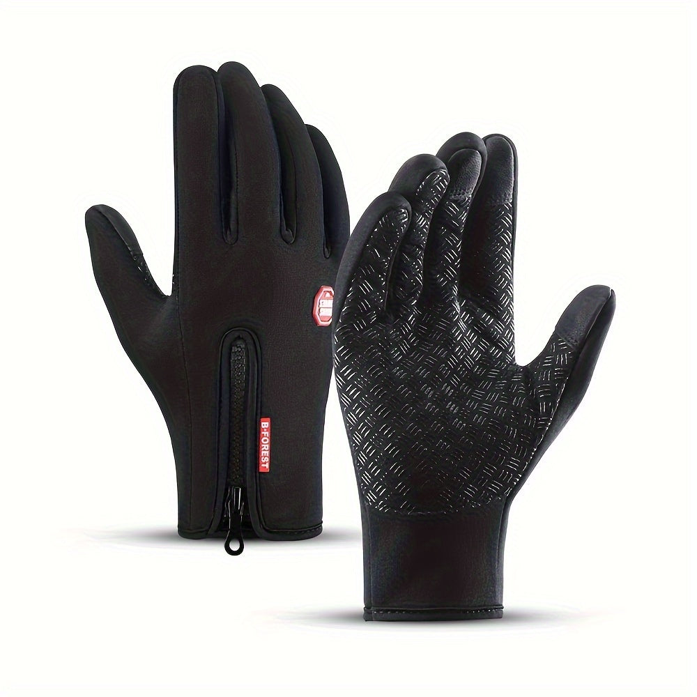 Outdoor Sports Cycling Gloves Touch Screen Zipper Warm Windproof Gloves