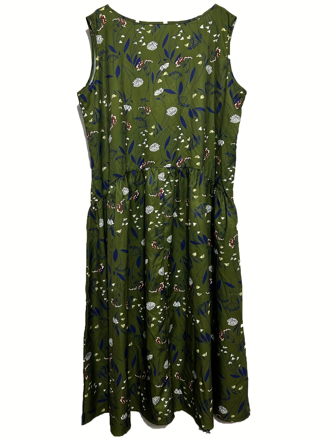  Floral Print Loose Fit Tank Maxi Dress