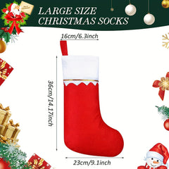12pcs Red Felt Christmas Stockings with Golden Trim